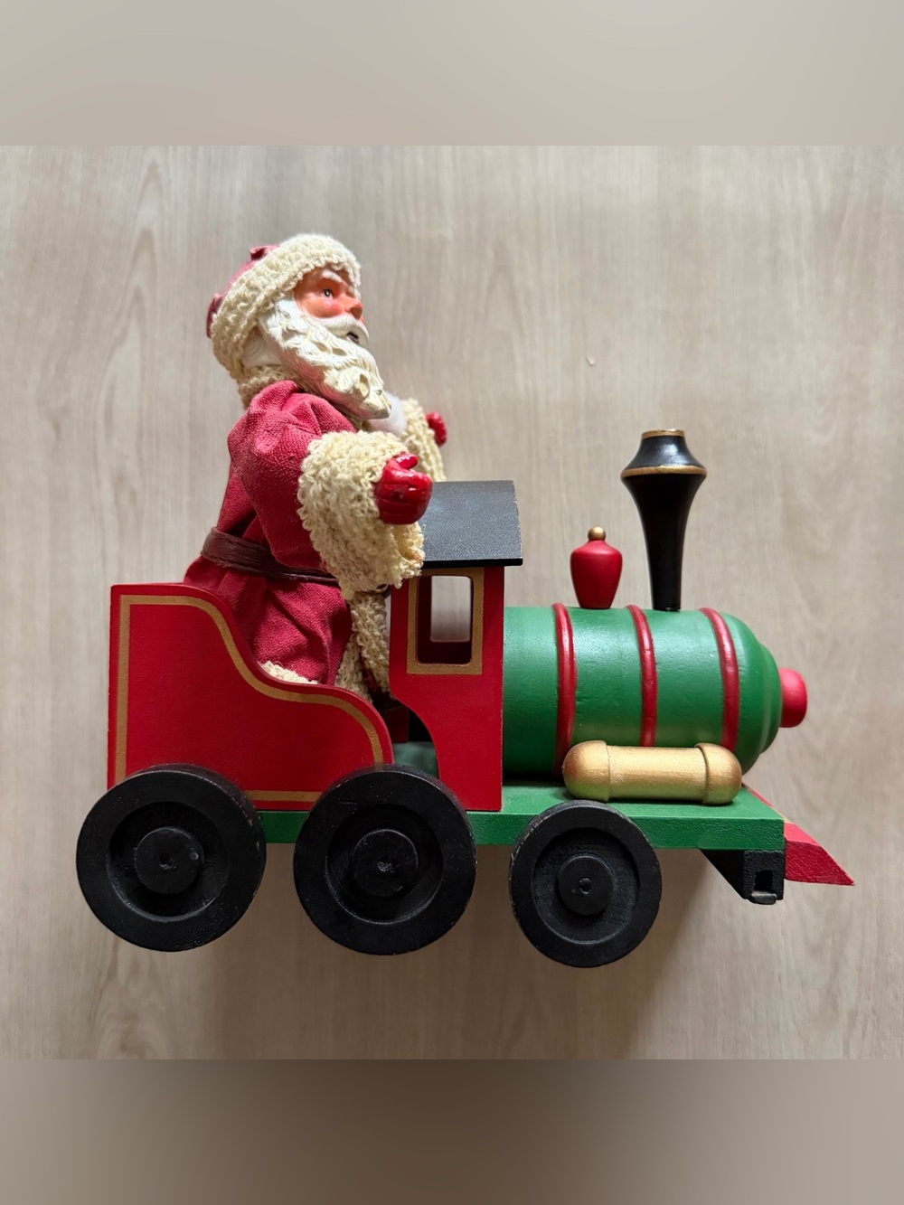 Vintage Wooden Santa Train Paper Mache Santa Locomotive